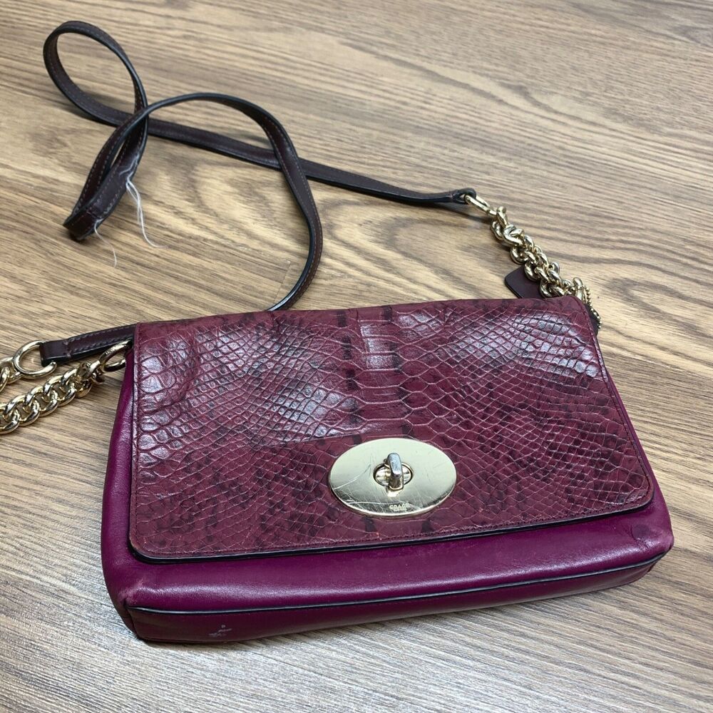 Coach Crosstown Colorblock Cyclamen Exotic Embossed‎ Leather Crossbody